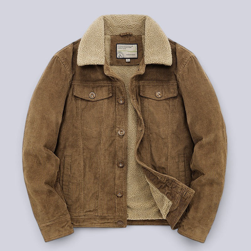 Stylish Winter Jacket - Soft Corduroy Casual Coat with Pockets for Ultimate Comfort