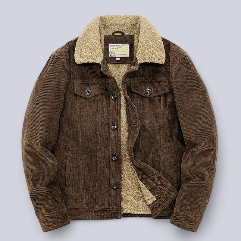 Stylish Winter Jacket - Soft Corduroy Casual Coat with Pockets for Ultimate Comfort