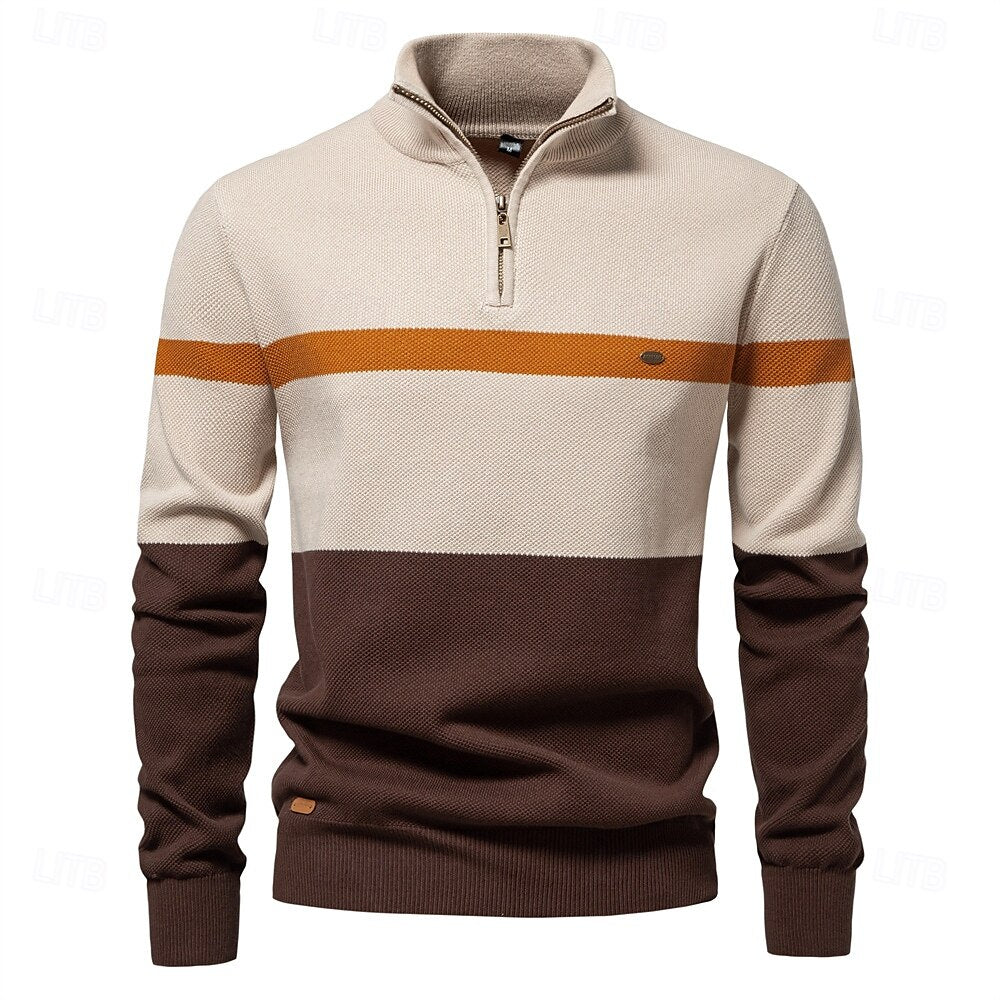 Modern Colour-Block Zip Sweater for Men