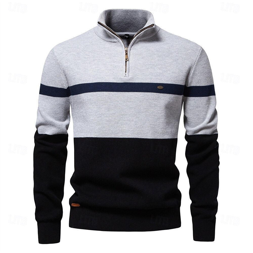 Modern Colour-Block Zip Sweater for Men