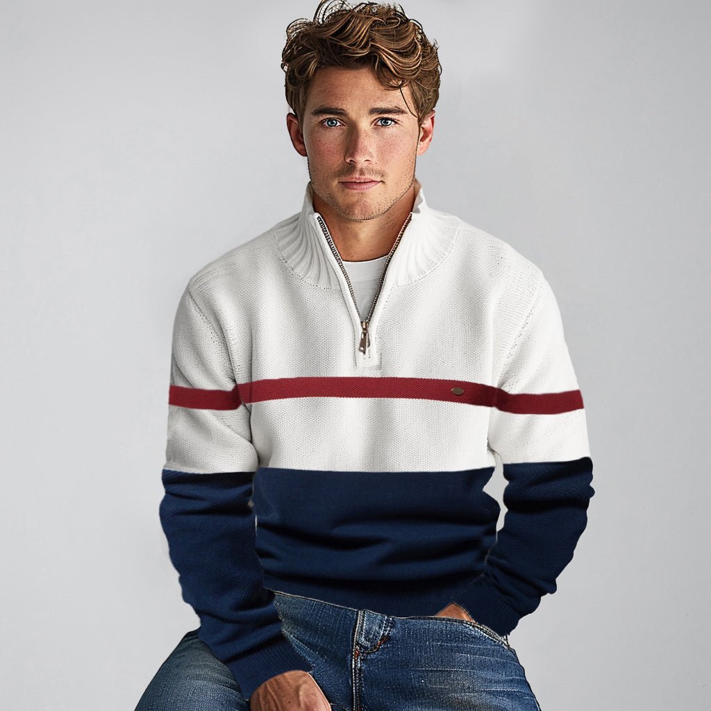 Modern Colour-Block Zip Sweater for Men