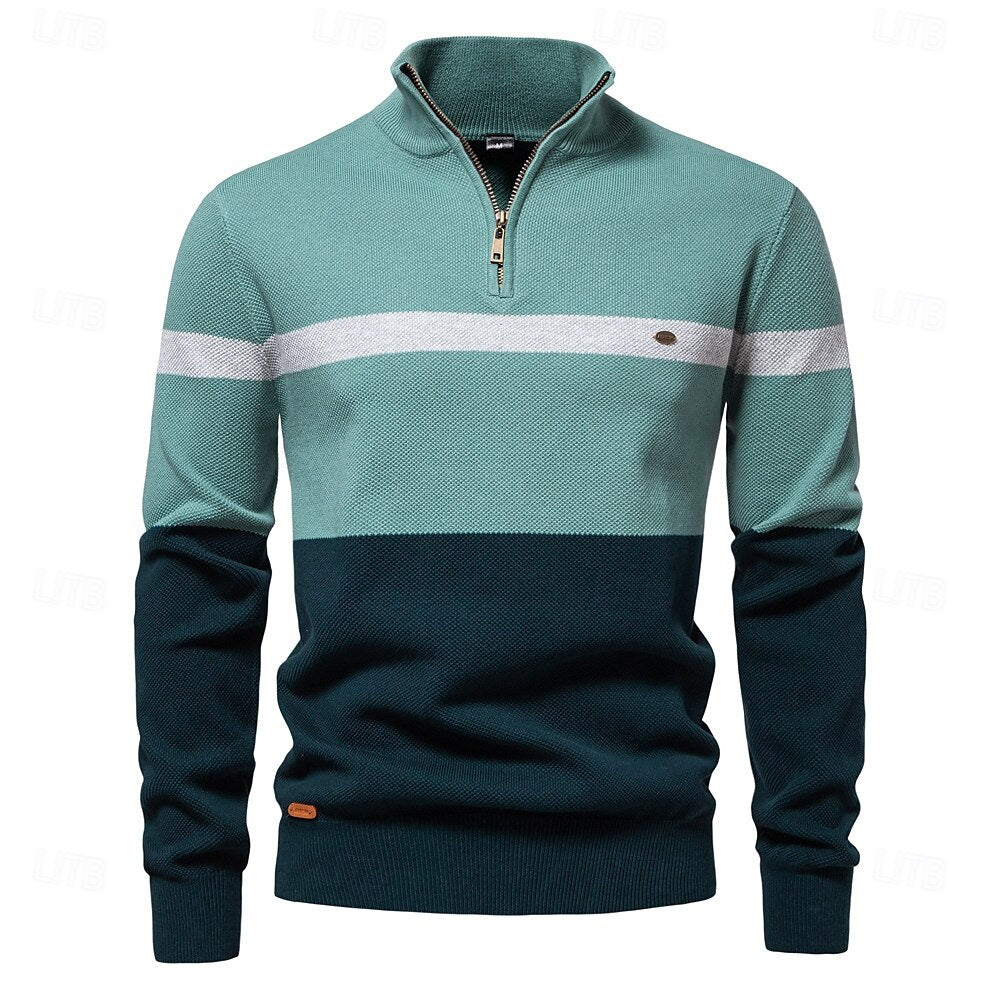 Modern Colour-Block Zip Sweater for Men